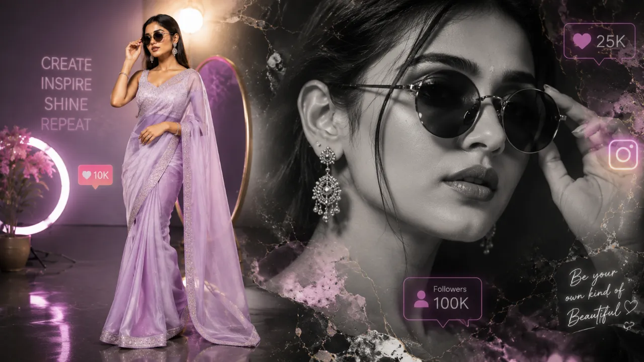 Lavender Influencer Dual Portrait