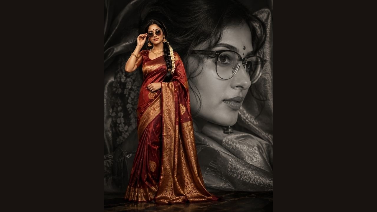 Maroon Saree Dual Portrait