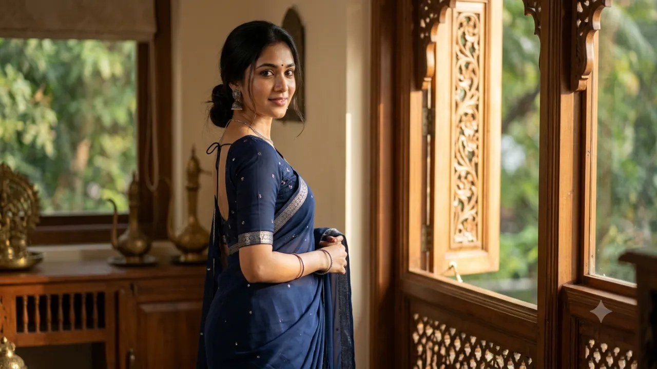 Navy Blue Saree Portrait
