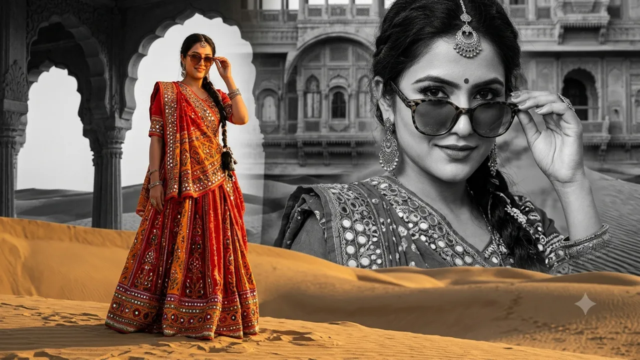 Rajasthani Lehenga Dual Portrait