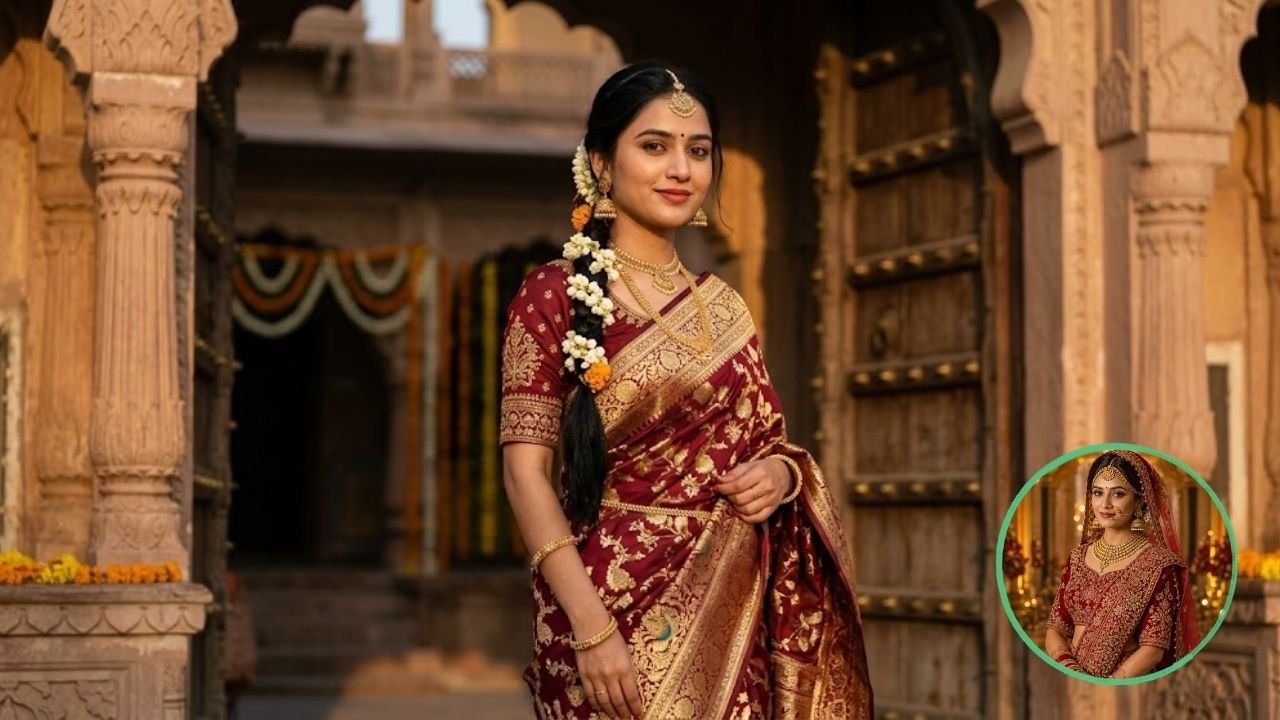 1. Royal Banarasi Saree Woman Image