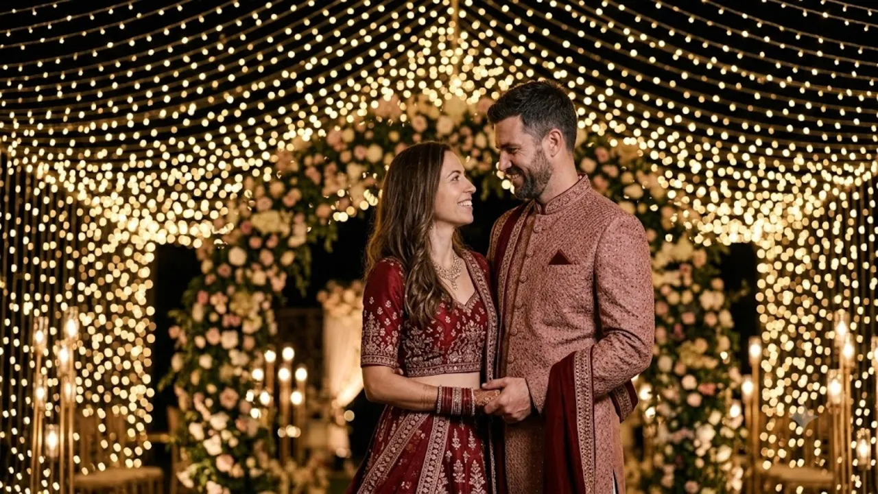 Couple Under Fairy Lights